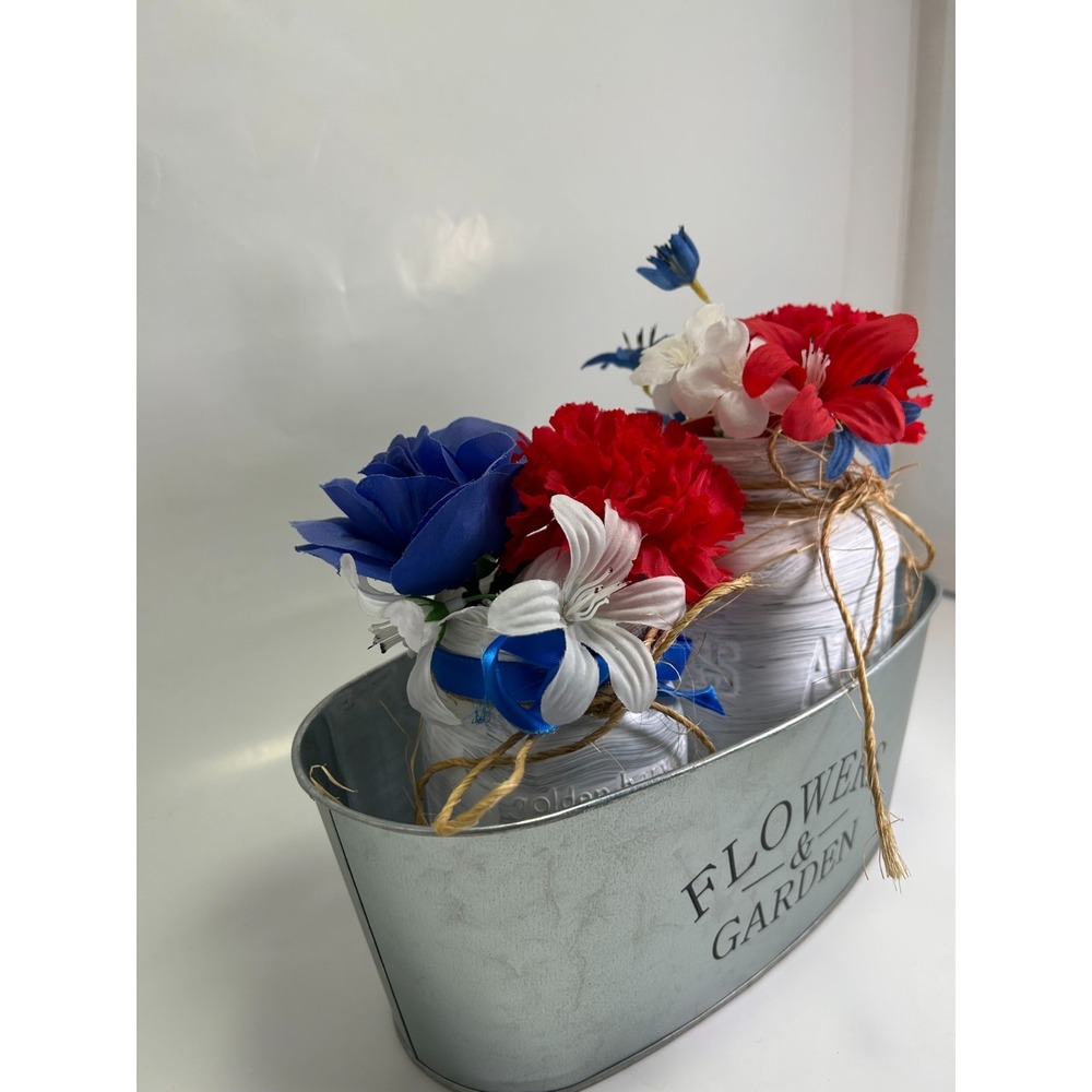 Homemade Red, White and Blue table decoration